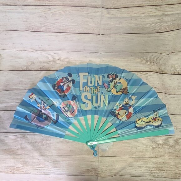 Disney Parks Folding Fan - Fun in the Sun Mickey and Minnie - NEW - Picture 2 of 2
